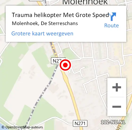 Locatie op kaart van de 112 melding: Trauma helikopter Met Grote Spoed Naar Molenhoek, De Sterreschans op 7 oktober 2023 11:57
