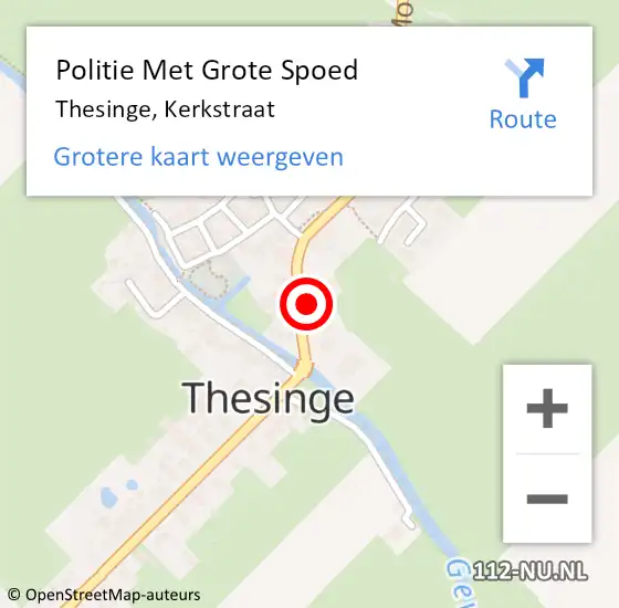 Locatie op kaart van de 112 melding: Politie Met Grote Spoed Naar Thesinge, Kerkstraat op 7 oktober 2023 12:19