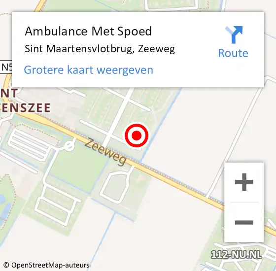 Locatie op kaart van de 112 melding: Ambulance Met Spoed Naar Sint Maartensvlotbrug, Zeeweg op 7 oktober 2023 12:20