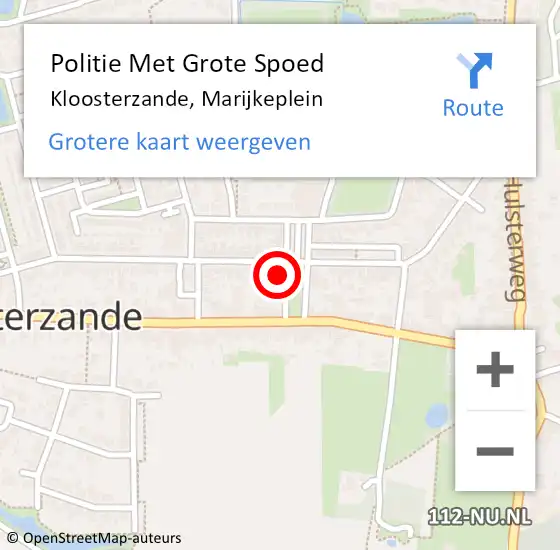 Locatie op kaart van de 112 melding: Politie Met Grote Spoed Naar Kloosterzande, Marijkeplein op 7 oktober 2023 13:11