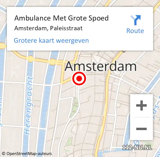 Locatie op kaart van de 112 melding: Ambulance Met Grote Spoed Naar Amsterdam, Paleisstraat op 7 oktober 2023 13:58