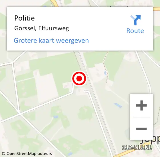 Locatie op kaart van de 112 melding: Politie Gorssel, Elfuursweg op 7 oktober 2023 14:59
