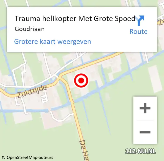 Locatie op kaart van de 112 melding: Trauma helikopter Met Grote Spoed Naar Goudriaan op 7 oktober 2023 15:04