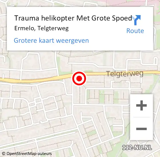 Locatie op kaart van de 112 melding: Trauma helikopter Met Grote Spoed Naar Ermelo, Telgterweg op 7 oktober 2023 16:38