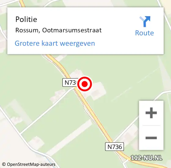 Locatie op kaart van de 112 melding: Politie Rossum, Ootmarsumsestraat op 7 oktober 2023 16:40