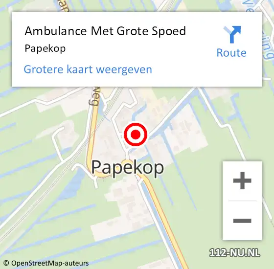Locatie op kaart van de 112 melding: Ambulance Met Grote Spoed Naar Papekop op 7 oktober 2023 17:28