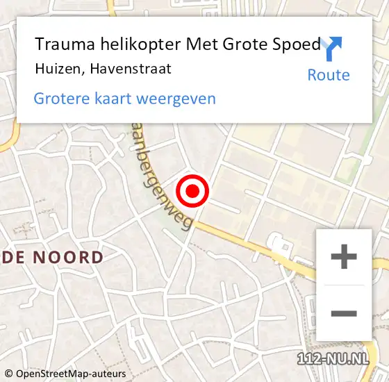 Locatie op kaart van de 112 melding: Trauma helikopter Met Grote Spoed Naar Huizen, Havenstraat op 7 oktober 2023 17:48
