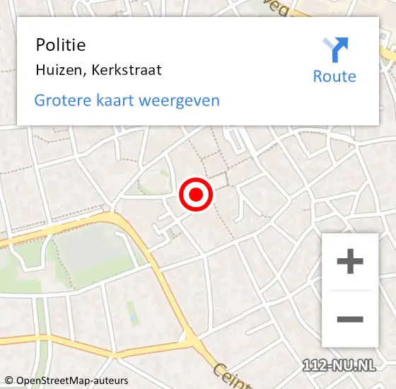 Locatie op kaart van de 112 melding: Politie Huizen, Kerkstraat op 7 oktober 2023 17:53