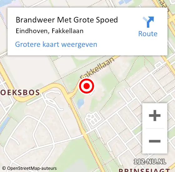 Locatie op kaart van de 112 melding: Brandweer Met Grote Spoed Naar Eindhoven, Fakkellaan op 7 oktober 2023 18:05