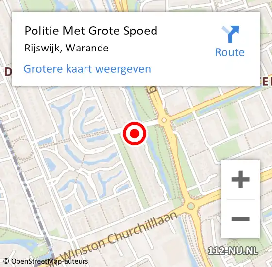 Locatie op kaart van de 112 melding: Politie Met Grote Spoed Naar Rijswijk, Warande op 7 oktober 2023 19:08