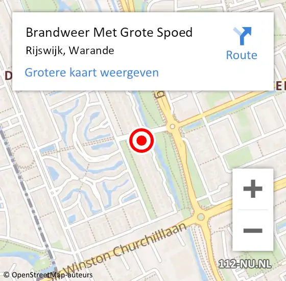 Locatie op kaart van de 112 melding: Brandweer Met Grote Spoed Naar Rijswijk, Warande op 7 oktober 2023 19:08