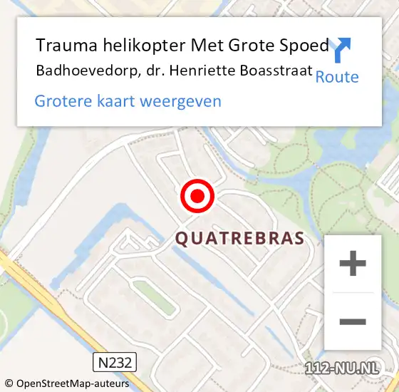 Locatie op kaart van de 112 melding: Trauma helikopter Met Grote Spoed Naar Badhoevedorp, dr. Henriette Boasstraat op 7 oktober 2023 20:00