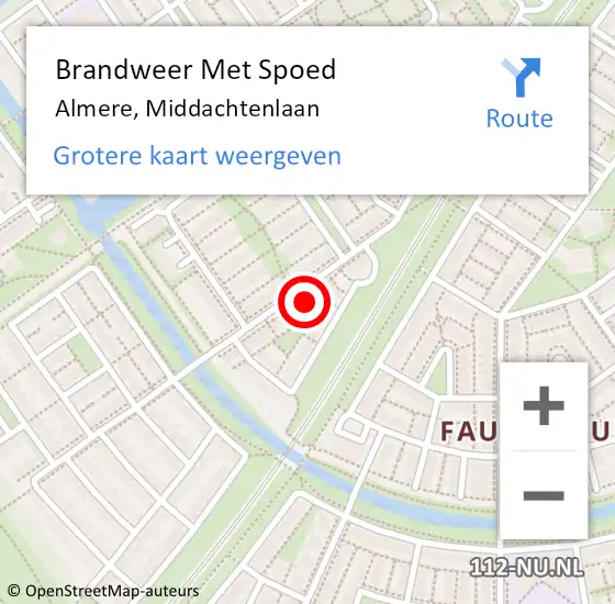Locatie op kaart van de 112 melding: Brandweer Met Spoed Naar Almere, Middachtenlaan op 7 oktober 2023 21:27