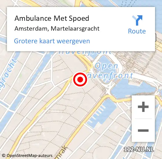 Locatie op kaart van de 112 melding: Ambulance Met Spoed Naar Amsterdam, Martelaarsgracht op 7 oktober 2023 21:33