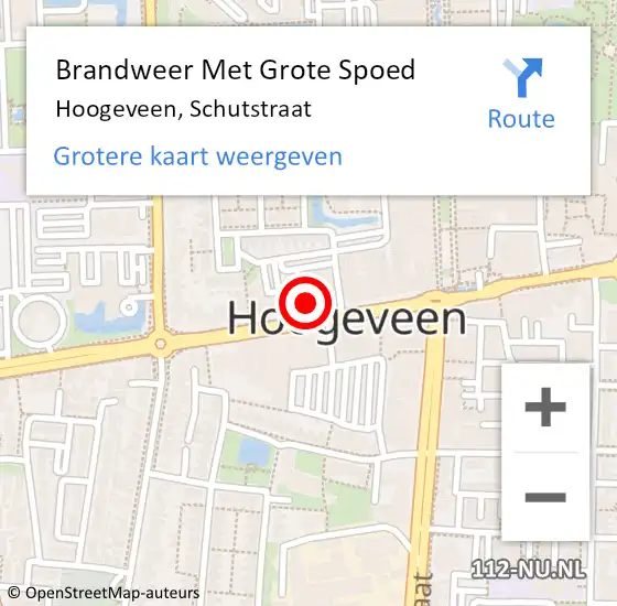 Locatie op kaart van de 112 melding: Brandweer Met Grote Spoed Naar Hoogeveen, Schutstraat op 7 oktober 2023 22:14