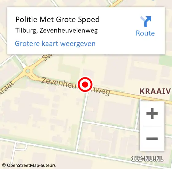 Locatie op kaart van de 112 melding: Politie Met Grote Spoed Naar Tilburg, Zevenheuvelenweg op 7 oktober 2023 23:31
