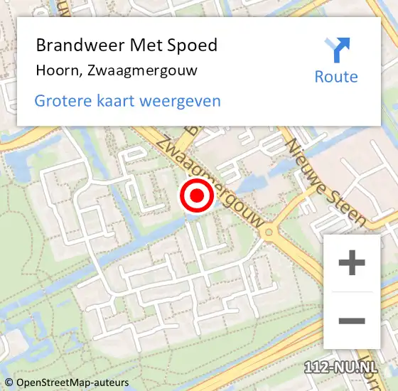 Locatie op kaart van de 112 melding: Brandweer Met Spoed Naar Hoorn, Zwaagmergouw op 8 oktober 2023 01:38