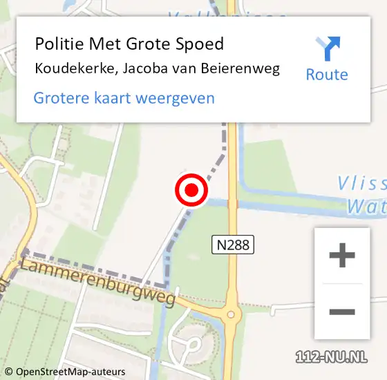 Locatie op kaart van de 112 melding: Politie Met Grote Spoed Naar Koudekerke, Jacoba van Beierenweg op 8 oktober 2023 02:46