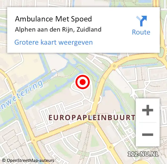 Locatie op kaart van de 112 melding: Ambulance Met Spoed Naar Alphen aan den Rijn, Zuidland op 8 oktober 2023 06:36