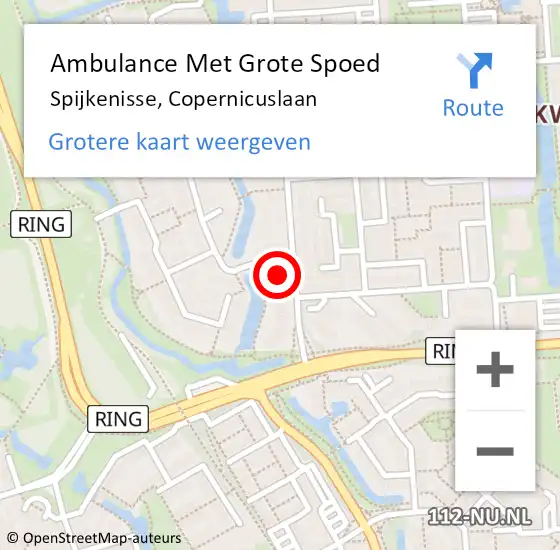 Locatie op kaart van de 112 melding: Ambulance Met Grote Spoed Naar Spijkenisse, Copernicuslaan op 8 oktober 2023 08:18