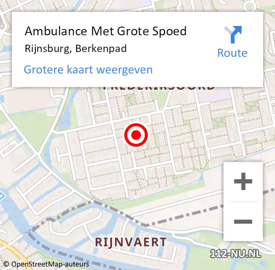 Locatie op kaart van de 112 melding: Ambulance Met Grote Spoed Naar Rijnsburg, Berkenpad op 8 oktober 2023 08:51