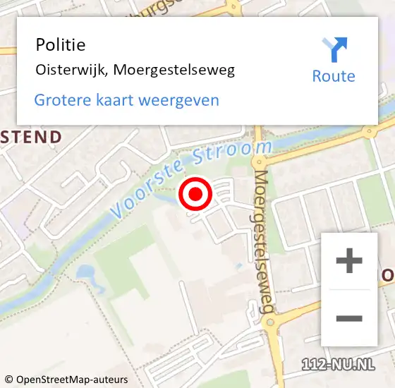 Locatie op kaart van de 112 melding: Politie Oisterwijk, Moergestelseweg op 8 oktober 2023 09:37