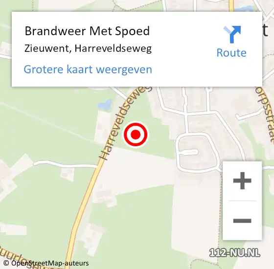 Locatie op kaart van de 112 melding: Brandweer Met Spoed Naar Zieuwent, Harreveldseweg op 8 oktober 2023 10:20