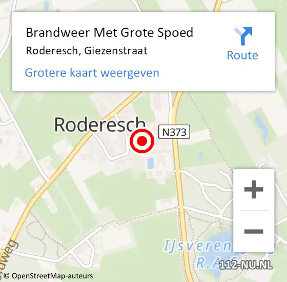 Locatie op kaart van de 112 melding: Brandweer Met Grote Spoed Naar Roderesch, Giezenstraat op 8 oktober 2023 11:14
