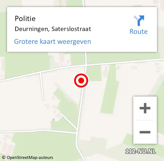 Locatie op kaart van de 112 melding: Politie Deurningen, Saterslostraat op 8 oktober 2023 12:20