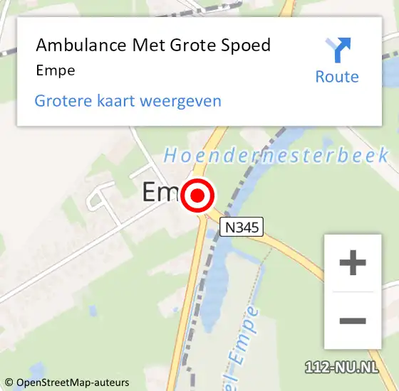 Locatie op kaart van de 112 melding: Ambulance Met Grote Spoed Naar Empe op 8 oktober 2023 12:46