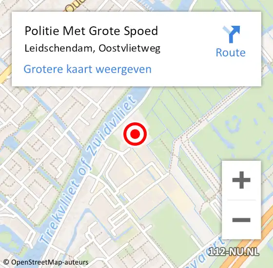 Locatie op kaart van de 112 melding: Politie Met Grote Spoed Naar Leidschendam, Oostvlietweg op 8 oktober 2023 13:09