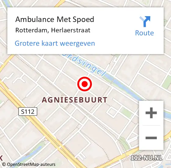 Locatie op kaart van de 112 melding: Ambulance Met Spoed Naar Rotterdam, Herlaerstraat op 8 oktober 2023 13:14