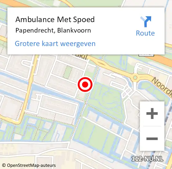 Locatie op kaart van de 112 melding: Ambulance Met Spoed Naar Papendrecht, Blankvoorn op 8 oktober 2023 14:29