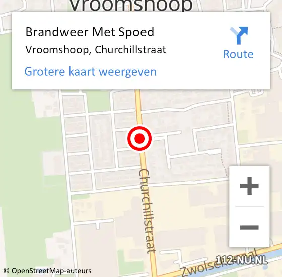 Locatie op kaart van de 112 melding: Brandweer Met Spoed Naar Vroomshoop, Churchillstraat op 10 september 2014 22:15