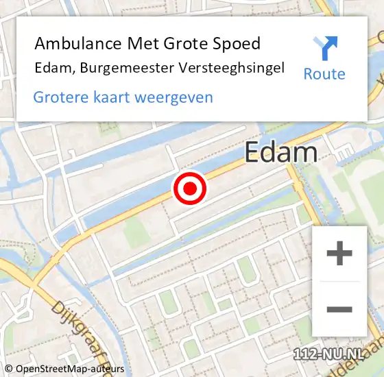 Locatie op kaart van de 112 melding: Ambulance Met Grote Spoed Naar Edam, Burgemeester Versteeghsingel op 8 oktober 2023 17:00