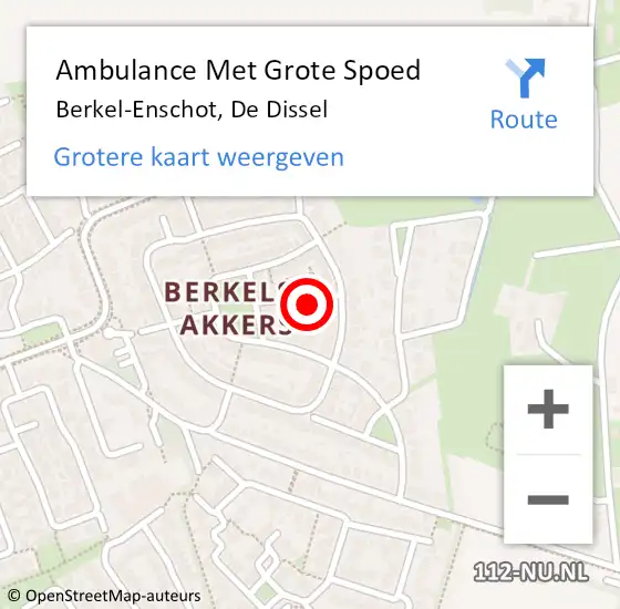 Locatie op kaart van de 112 melding: Ambulance Met Grote Spoed Naar Berkel-Enschot, De Dissel op 10 september 2014 22:32