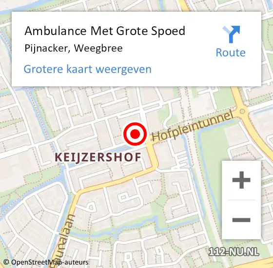 Locatie op kaart van de 112 melding: Ambulance Met Grote Spoed Naar Pijnacker, Weegbree op 8 oktober 2023 17:55