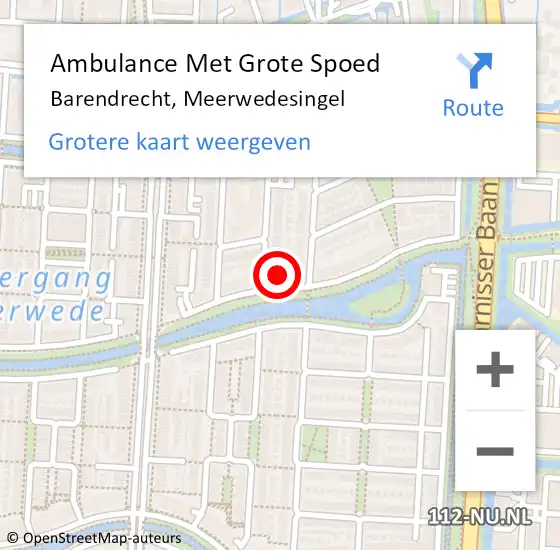 Locatie op kaart van de 112 melding: Ambulance Met Grote Spoed Naar Barendrecht, Meerwedesingel op 8 oktober 2023 18:17