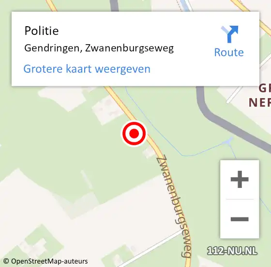 Locatie op kaart van de 112 melding: Politie Gendringen, Zwanenburgseweg op 8 oktober 2023 19:25