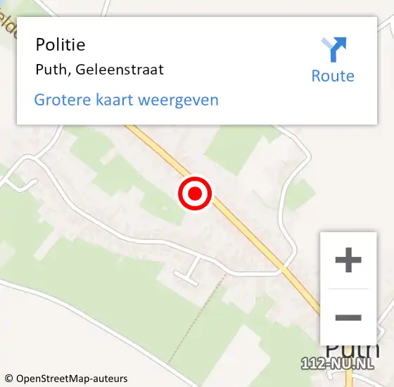 Locatie op kaart van de 112 melding: Politie Puth, Geleenstraat op 8 oktober 2023 22:25