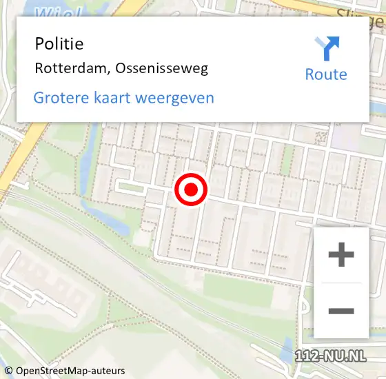 Locatie op kaart van de 112 melding: Politie Rotterdam, Ossenisseweg op 9 oktober 2023 00:12