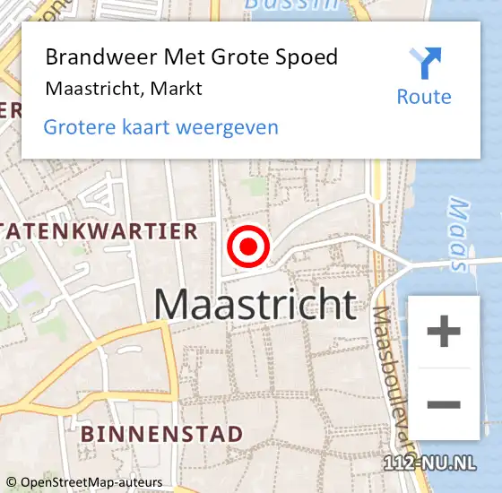 Locatie op kaart van de 112 melding: Brandweer Met Grote Spoed Naar Maastricht, Markt op 9 oktober 2023 00:57