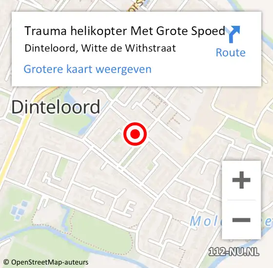 Locatie op kaart van de 112 melding: Trauma helikopter Met Grote Spoed Naar Dinteloord, Witte de Withstraat op 9 oktober 2023 02:29