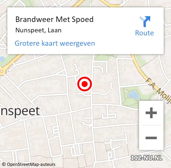 Locatie op kaart van de 112 melding: Brandweer Met Spoed Naar Nunspeet, Laan op 9 oktober 2023 03:14
