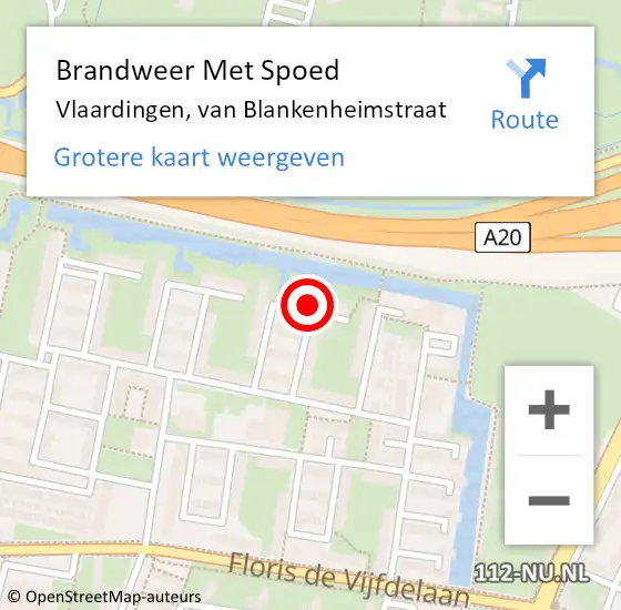 Locatie op kaart van de 112 melding: Brandweer Met Spoed Naar Vlaardingen, van Blankenheimstraat op 9 oktober 2023 04:43