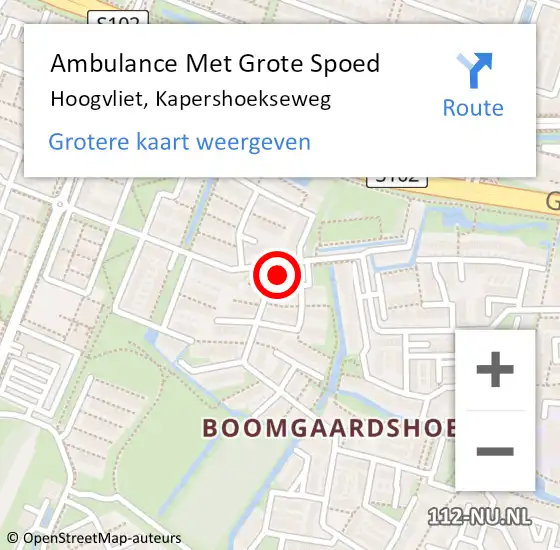 Locatie op kaart van de 112 melding: Ambulance Met Grote Spoed Naar Hoogvliet, Kapershoekseweg op 9 oktober 2023 06:27