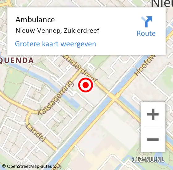 Locatie op kaart van de 112 melding: Ambulance Nieuw-Vennep, Zuiderdreef op 9 oktober 2023 07:40