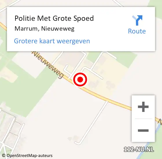 Locatie op kaart van de 112 melding: Politie Met Grote Spoed Naar Marrum, Nieuweweg op 9 oktober 2023 08:07