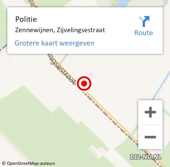 Locatie op kaart van de 112 melding: Politie Zennewijnen, Zijvelingsestraat op 9 oktober 2023 09:05
