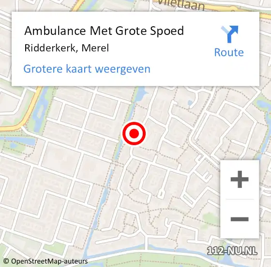 Locatie op kaart van de 112 melding: Ambulance Met Grote Spoed Naar Ridderkerk, Merel op 9 oktober 2023 09:49